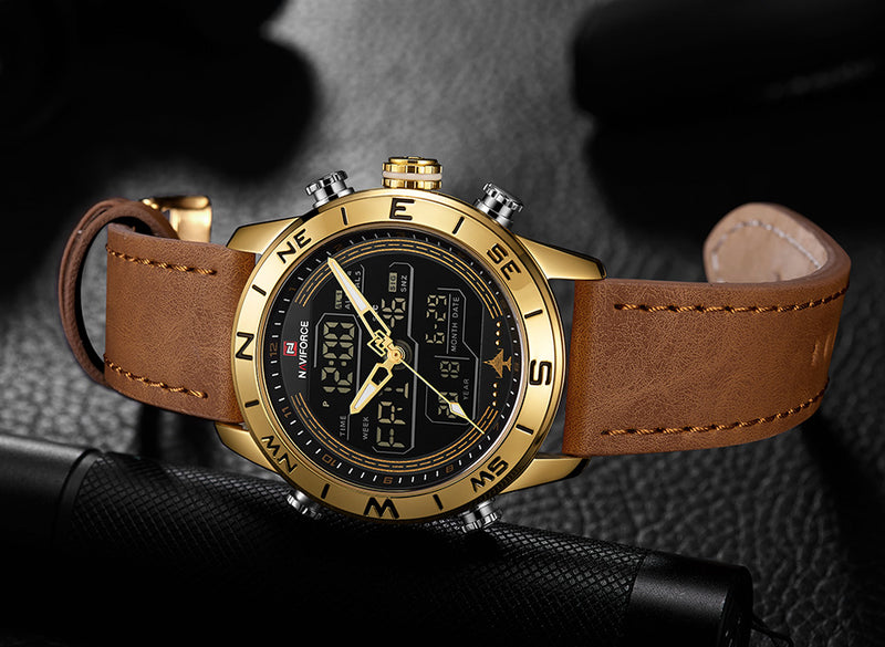 Relógio Naviforce Gold, Relógio, Relógio Naviforce, Relógio Naviforce Sport, Relógio Masculino, Relógio Para Presente, Relógio de Luxo, Relógio em Promoção, Promoção de Relógios, Relógio a Prova D'água, Relógio a Prova de Água, Relógio de Marca, Relógio com Pulseira de Couro, Relógio de Pulso, Relógio Para Homens, Relógio Naviforce Gold Loja Invictus Acessórios.