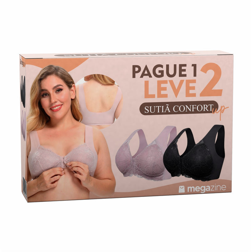 Sutiã Confort Up - Pague 1 Leve 2 Wons Store P (38-40) Preto e Nude 