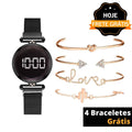 VisionWatch© Wons Store Preto+ 4 Braceletes 